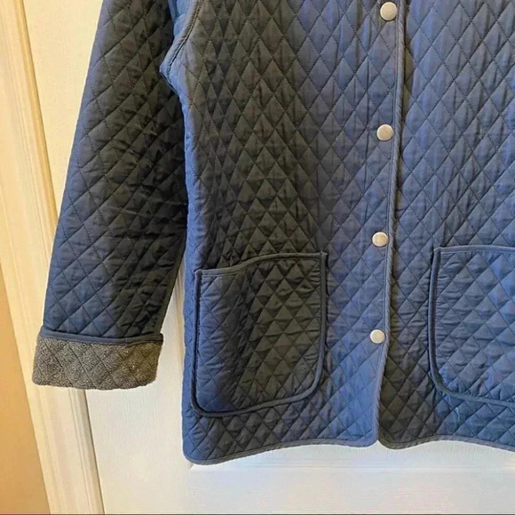Vintage Quilted Barn Jacket Utility Chore Coat Reversible Blue Grey Small - Picture 7 of 16